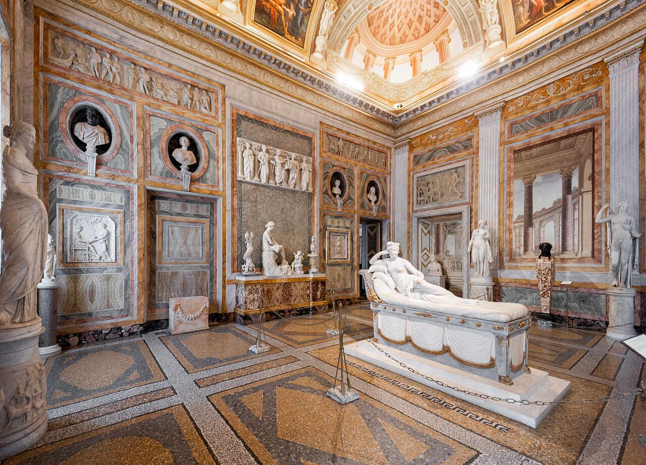 Rome, Galleria Borghese, Room 1 - Paolina Room. Designed in the second decade of the nineteenth  century under the direction of the architect Luigi Canina.