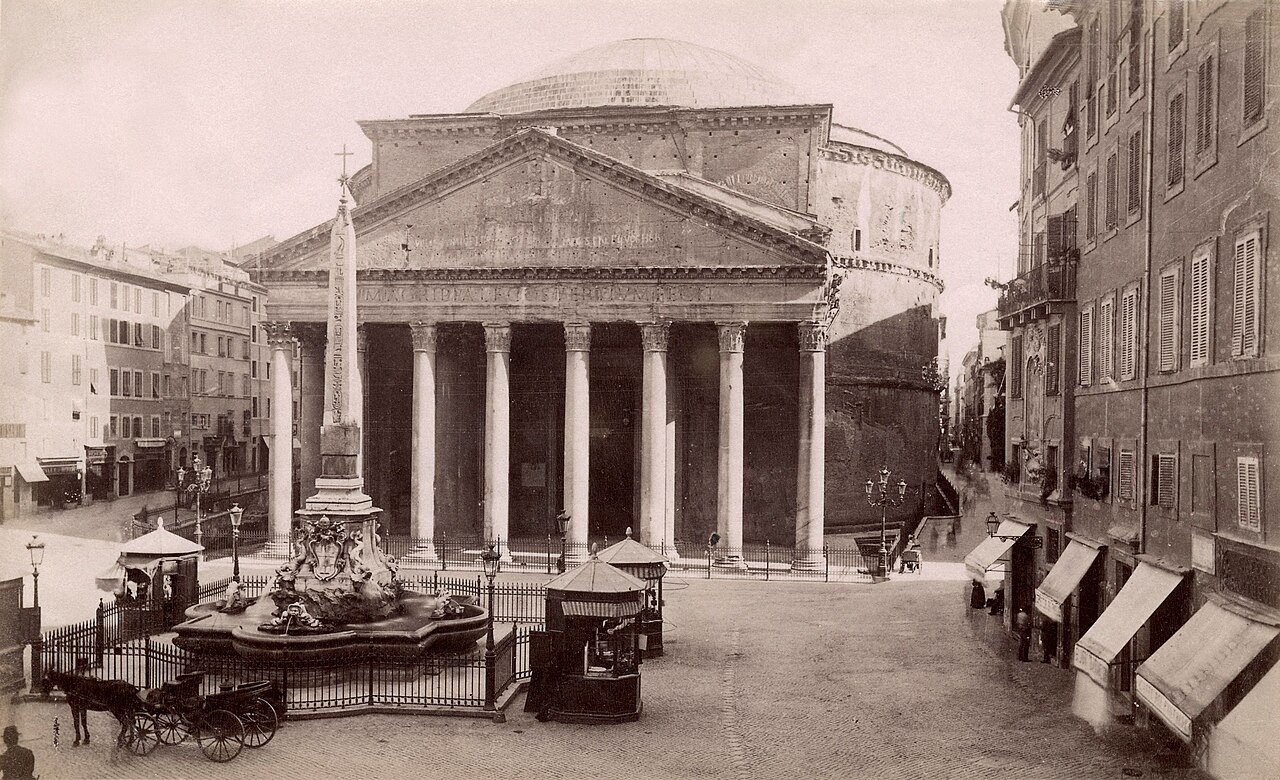 Omschrijving: Het Pantheon: Romeinse tempel gewijd aan alle Romeinse goden, gebouwd ca. 120 na Chr. Later werd het de basiliek Santa Maria ad Martyres. Rome,[1920].